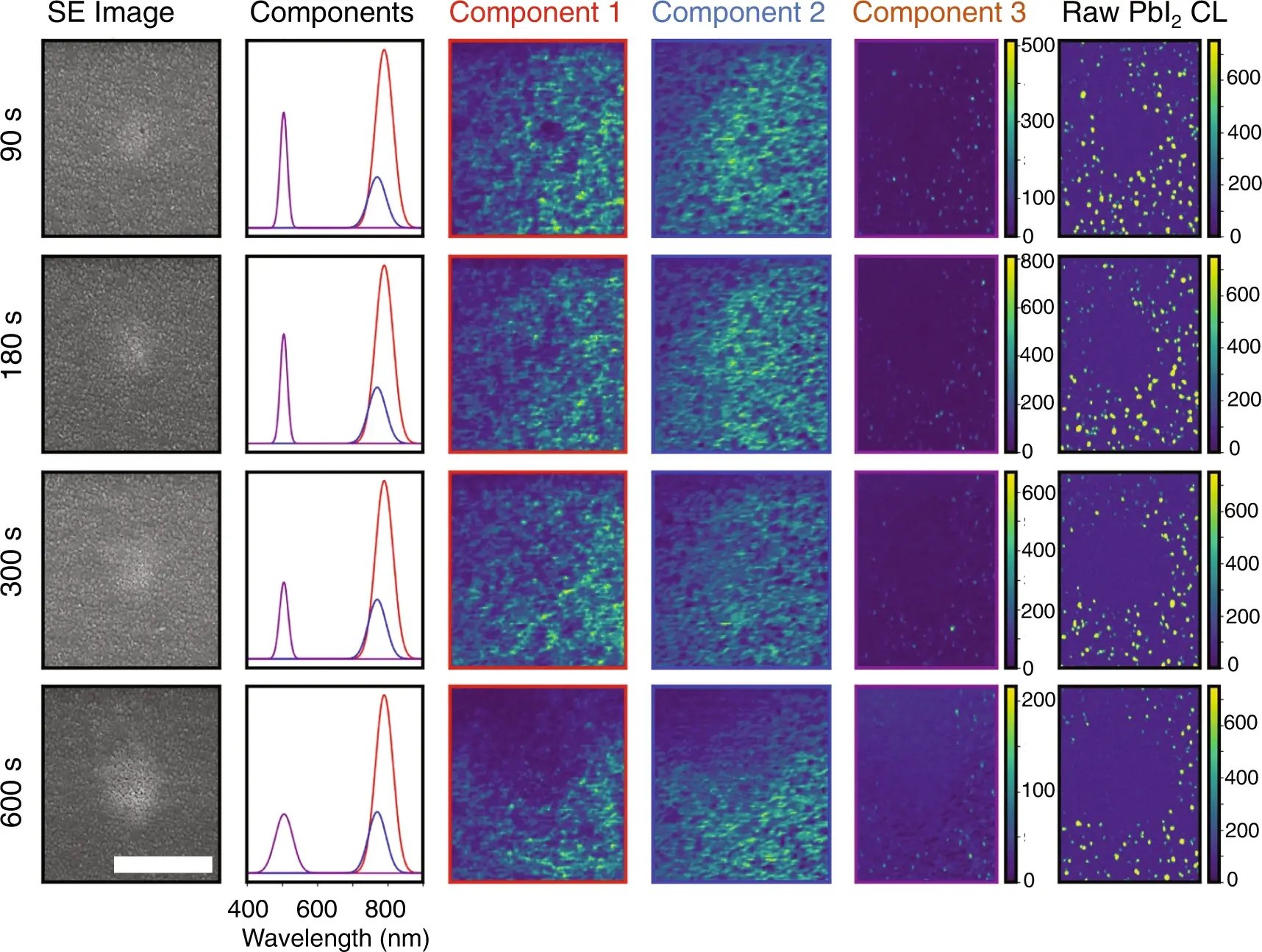 Cathodoluminescence analysis of MAPbI3 film after in situ laser exposure