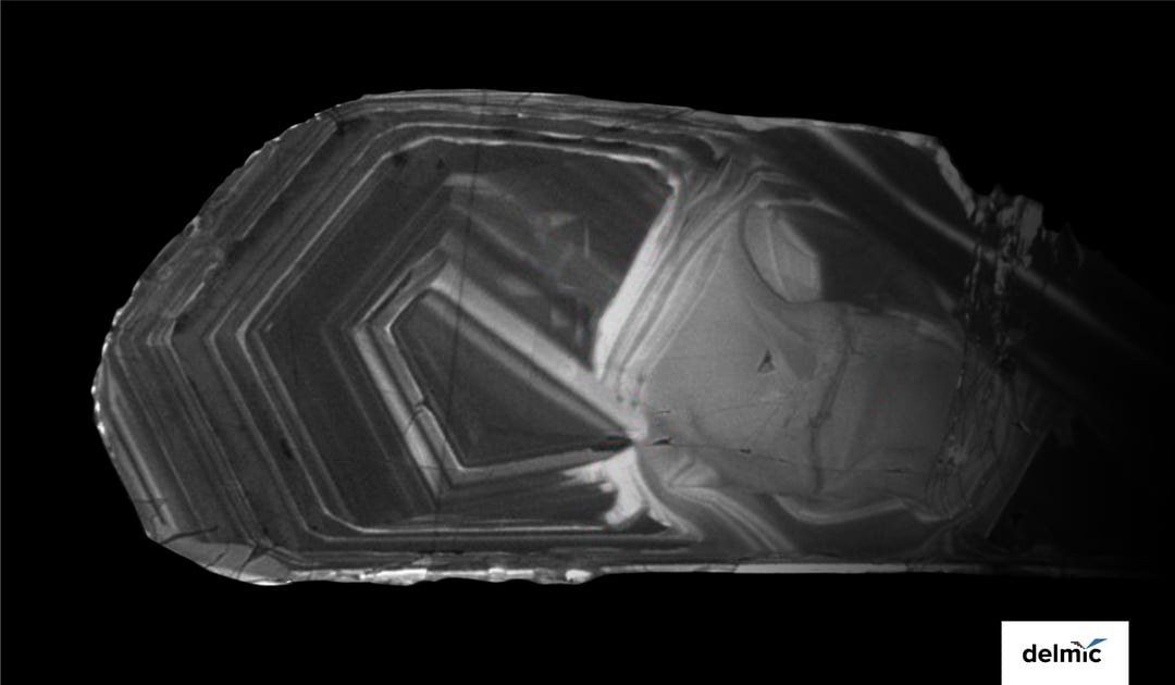 Zircon imaged using cathodoluminescence
